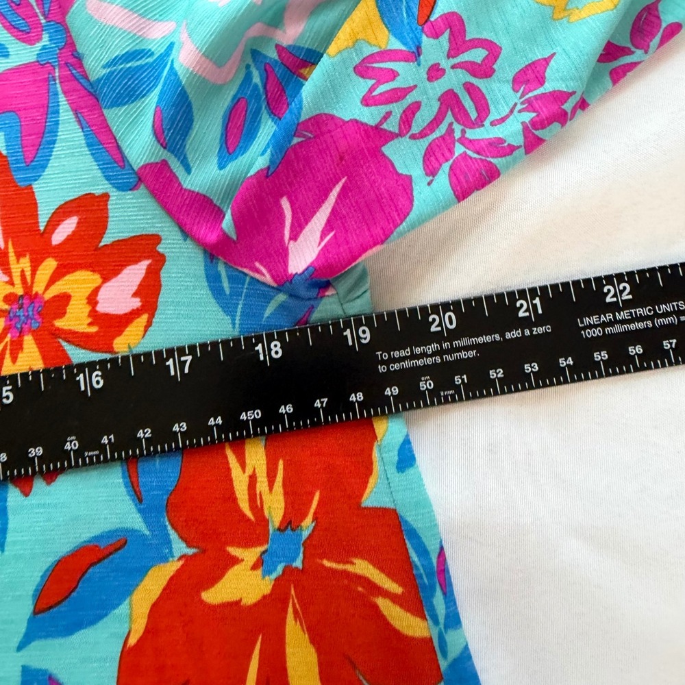 Dear Scarlett Liz Floral Tunic Top Bright Spring Boho 3/4 Roll Tab Sleeve Small - Picture 8 of 11